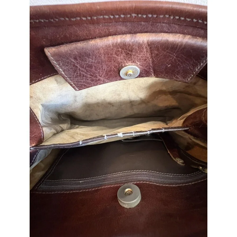 Brahmin Brown Leather Shoulder Bag Womens Medium Adjustable Strap Tote Purse